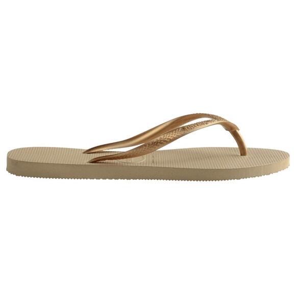 Havaianas Slim Flip Flops for Women: Sand Grey/Golden, SZ 11/12, Iconic Comfort - Picture 3 of 8